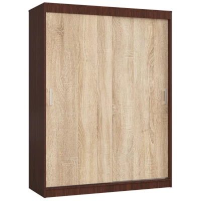 Prostorná šatní skříň 150 cm VALESTRA - wenge / dub sonoma