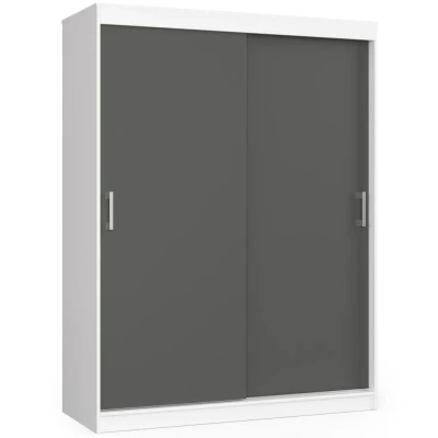 Prostorná šatní skříň 150 cm VALESTRA - bílá / tmavě šedá