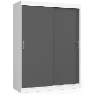 Prostorná šatní skříň 150 cm VALESTRA - bílá / tmavě šedá