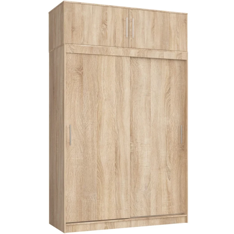Prostorná šatní skříň 150 cm VALESTRA s nástavcem - dub sonoma