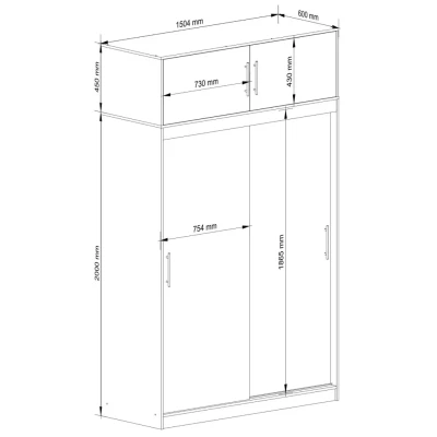 Prostorná šatní skříň 150 cm VALESTRA s nástavcem - dub sonoma / bílá