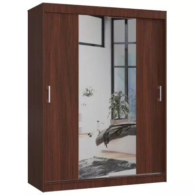 Prostorná šatní skříň 150 cm VALESTRA se zrcadly - wenge
