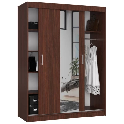 Prostorná šatní skříň 150 cm VALESTRA se zrcadly - wenge