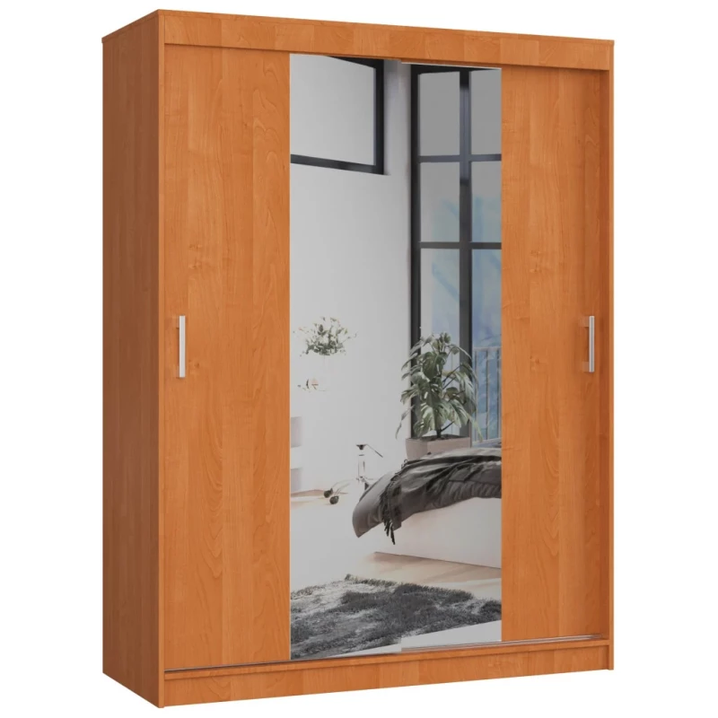 Prostorná šatní skříň 150 cm VALESTRA se zrcadly - olše