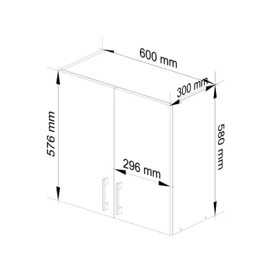 Horní kuchyňská skříňka TRIVORA - šířka 60 cm, bílá / dub sonoma