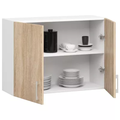 Horní kuchyňská skříňka TRIVORA - šířka 80 cm, bílá / dub sonoma