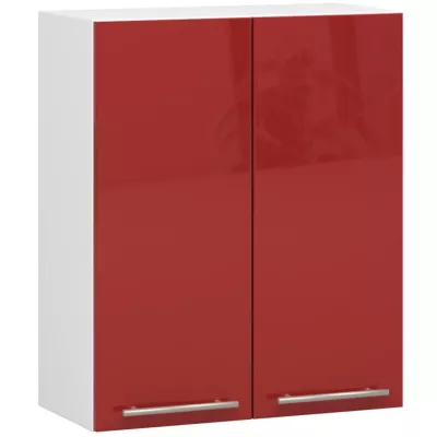 Horní kuchyňská skříňka 60 cm VERMINA - bílá / červená lesklá