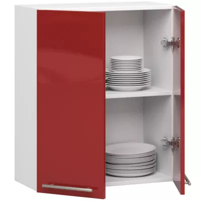 Horní kuchyňská skříňka 60 cm VERMINA - bílá / červená lesklá