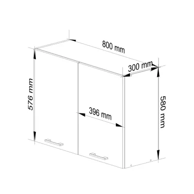 Závěsná kuchyňská skříňka 80 cm VERMINA - bílá / beton