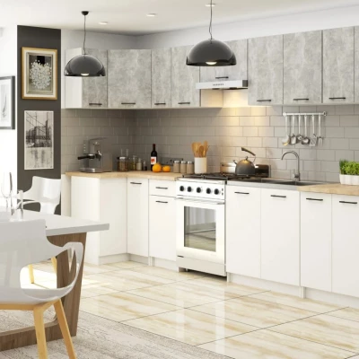 Závěsná kuchyňská skříňka 80 cm VERMINA - bílá / beton