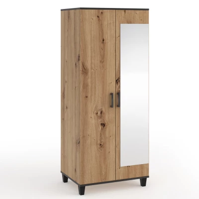 Šatní skříň se zrcadlem 80 cm NAIRI - dub artisan