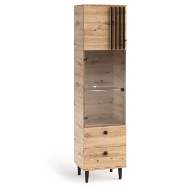 Prosklená úzká skříň 50 cm WARDOX - dub artisan