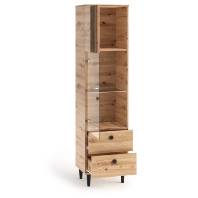 Prosklená úzká skříň 50 cm WARDOX - dub artisan