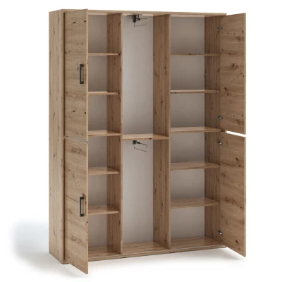 Prostorná šatní skříň se zrcadlem 150 cm AUREVIA - dub artisan