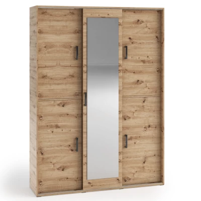 Prostorná šatní skříň se zrcadlem 150 cm AUREVIA - dub artisan