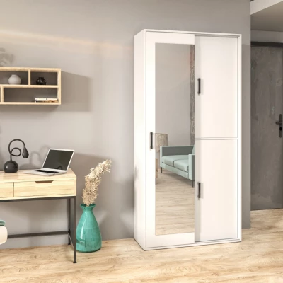 Šatní skříň se zrcadlem 100 cm AUREVIA - bílá