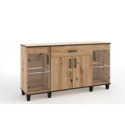 Široká prosklená komoda NAIRI - dub artisan