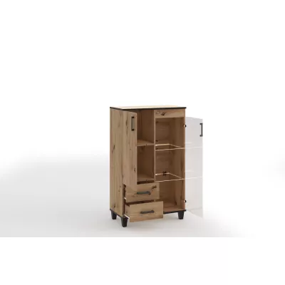 Vysoká prosklená komoda NAIRI - dub artisan