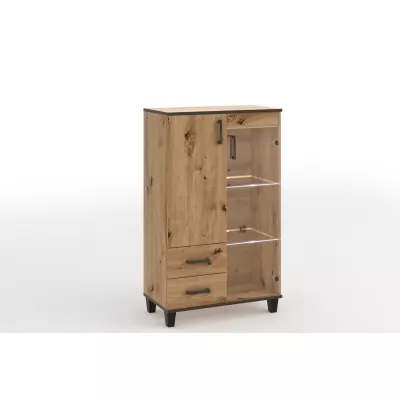 Vysoká prosklená komoda NAIRI - dub artisan