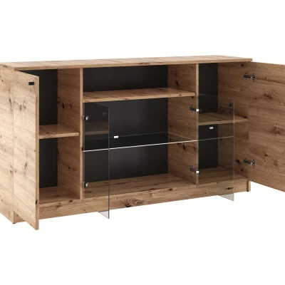 Prosklená komoda GIDOEN - dub artisan