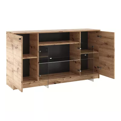 Prosklená komoda GIDOEN - dub artisan
