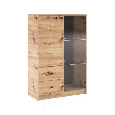Vysoká prosklená komoda GIDOEN - dub artisan