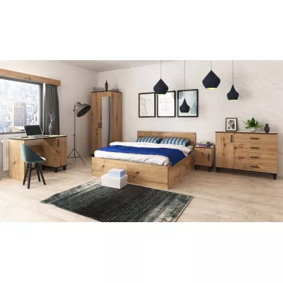 Šatní skříň se zrcadlem 80 cm NAIRI - dub artisan