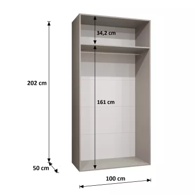 Prostorná šatní skříň HELMA 1 100 cm - dub artisan / černé úchyty