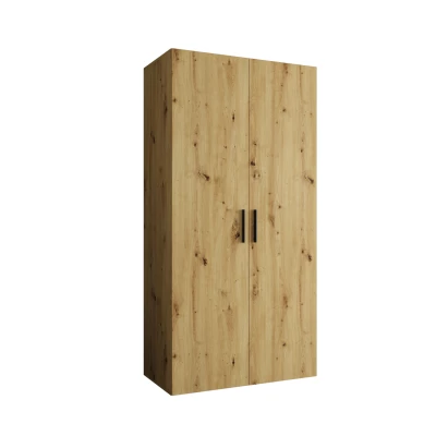 Prostorná šatní skříň HELMA 1 100 cm - dub artisan / černé úchyty