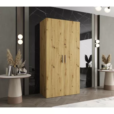 Prostorná šatní skříň HELMA 1 100 cm - dub artisan / stříbrné úchyty