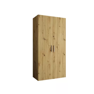 Prostorná šatní skříň HELMA 1 100 cm - dub artisan / stříbrné úchyty