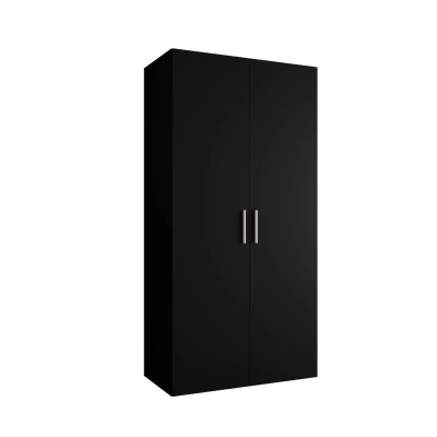 Prostorná šatní skříň HELMA 1 100 cm - černá / stříbrné úchyty