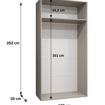 Prostorná šatní skříň HELMA 1 100 cm - černá / zlaté úchyty