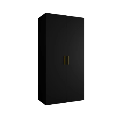Prostorná šatní skříň HELMA 1 100 cm - černá / zlaté úchyty