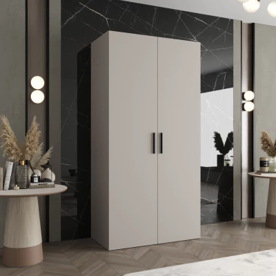 Prostorná šatní skříň HELMA 1 100 cm - kašmír / černé úchyty