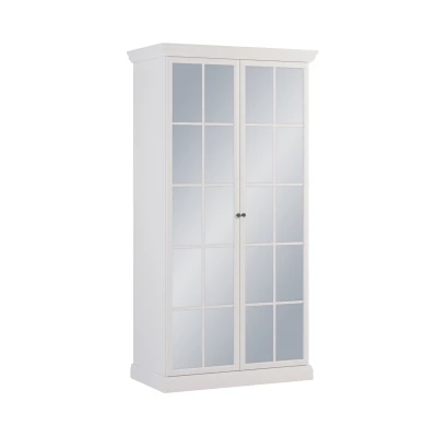 Zrcadlová šatní skříň 103 cm LUCARA - bílá