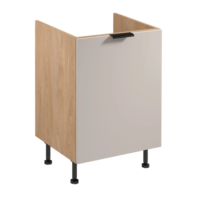 Dřezová skříňka SALERNO - šířka 60 cm, dub / béžová + koše na odpad ZDARMA