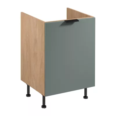 Dřezová skříňka SALERNO - šířka 60 cm, dub / zelená + koše na odpad ZDARMA