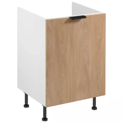 Dřezová skříňka SALERNO - šířka 60 cm, bílá / dub + koše na odpad ZDARMA