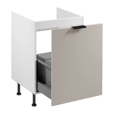 Dřezová skříňka SALERNO - šířka 60 cm, bílá / béžová + koše na odpad ZDARMA
