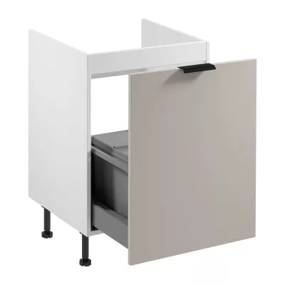 Dřezová skříňka SALERNO - šířka 60 cm, bílá / béžová + koše na odpad ZDARMA
