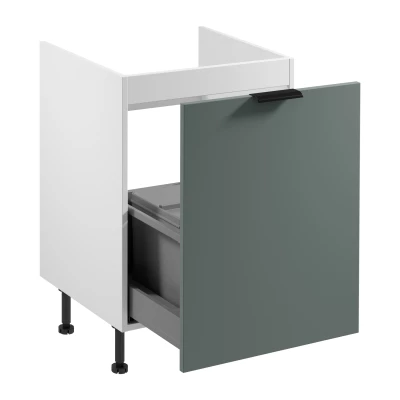 Dřezová skříňka SALERNO - šířka 60 cm, bílá / zelená + koše na odpad ZDARMA