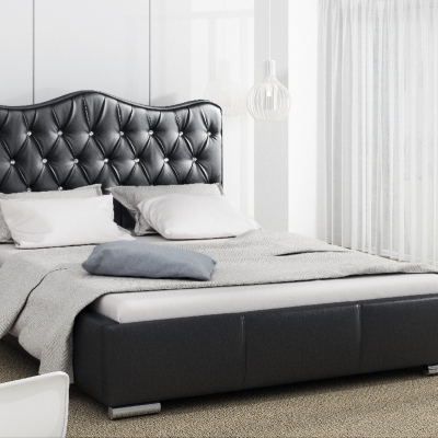 Stylová postel Santorini s úložným prostorem černá eko kůže 180 x 200