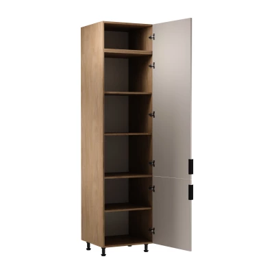 Vysoká kuchyňská skříň SALERNO - šířka 60 cm, dub / béžová