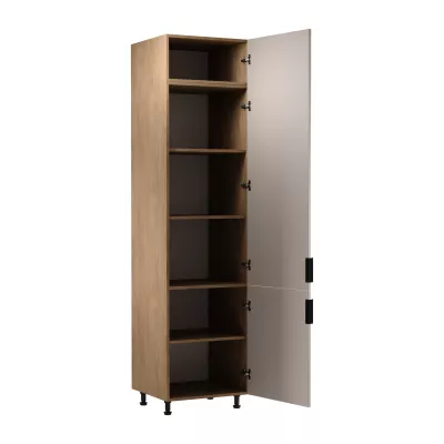 Vysoká kuchyňská skříň SALERNO - šířka 60 cm, dub / béžová