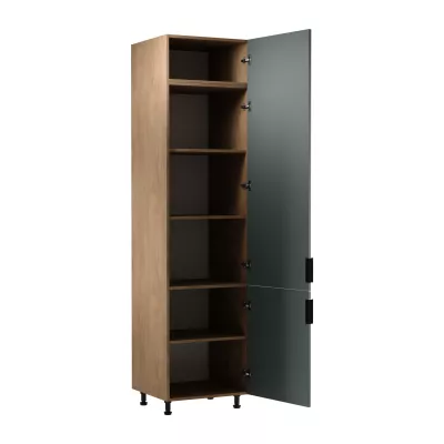 Vysoká kuchyňská skříň SALERNO - šířka 60 cm, dub / zelená