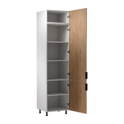 Vysoká kuchyňská skříň SALERNO - šířka 60 cm, bílá / dub