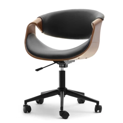 VÝPRODEJ - Designová otočná židle ENIGER - ořech / černá