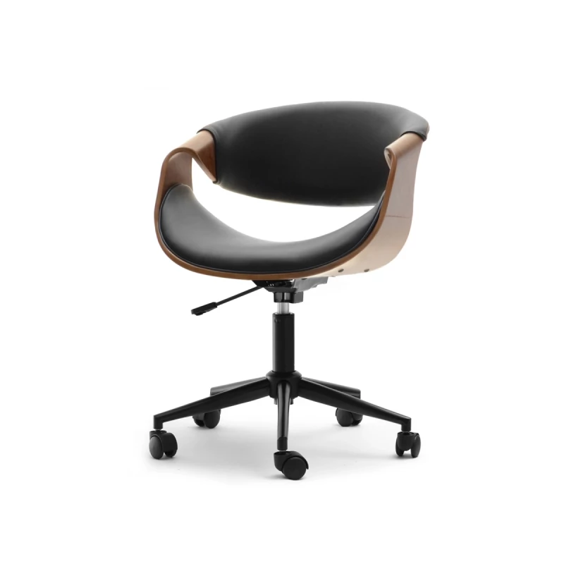 VÝPRODEJ - Designová otočná židle ENIGER - ořech / černá