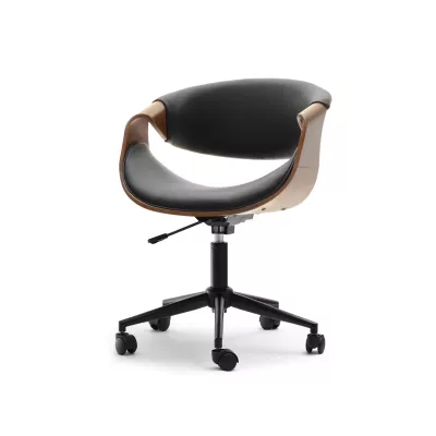 VÝPRODEJ - Designová otočná židle ENIGER - ořech / černá